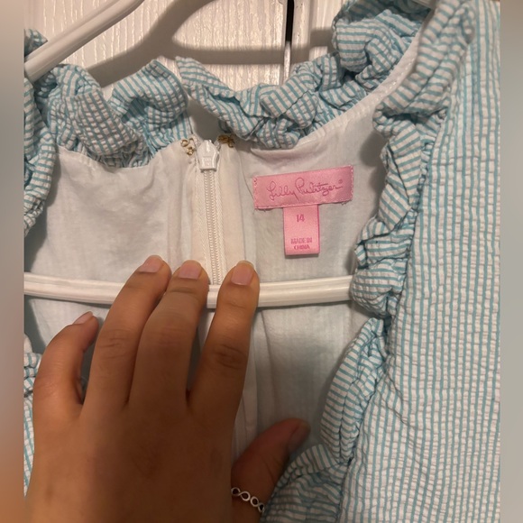 Lilly Pulitzer Light Blue Ruffle Mini Dress light blue Size 14 - Picture 3 of 4
